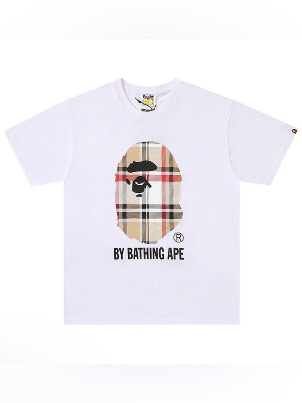 Brand new 
BAPE A Bathing Ape Check by Bathing Tee White/Beige size medium